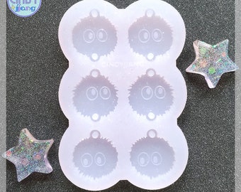 Cute Anime Dust Monster Chain Dangle Drop Earrings Mold | Shiny Silicone Mold for Epoxy UV Resin, Clay, Wax Melt, Fondant Candy Food making