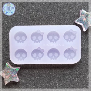 STUD - Cute Boy & Girl Skull Earrings / Bits / Cabochon Mold | Shiny Silicone Flat Cabochon Mold for Resin, Clay, Wax, Candy Food making