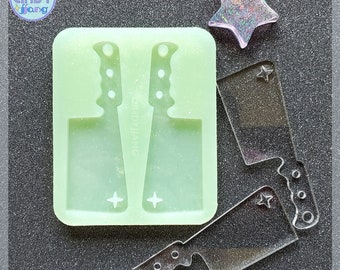 Molde para pendientes colgantes con forma de cuchillo de carnicero / Molde de silicona brillante para manualidades con resina / Molde para resina epoxi y UV