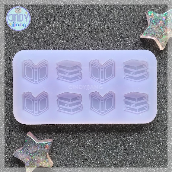 STUD - Book Stud Earrings / Bits Mold | Shiny Silicone Flat Cabochon Mold for Resin, Clay, Wax melts | Fondant, Food Safe Mold available