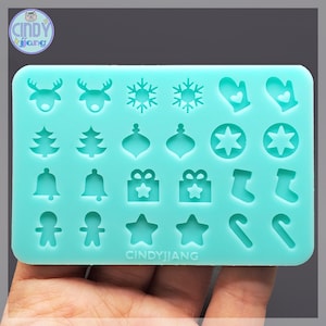 Itty Bitty Shaker Bits #3 Christmas Flat Mold | Shiny Silicone Mold | Tiny Shapes Resin Shaker Inserts / Fillers, 3D Nail Art