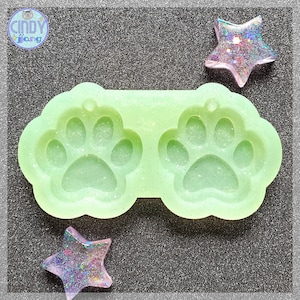 So Cute! Kitty / Puppy Paw Earring, Keychain, Pendant Layered Mold | Shiny Silicone Mold for Resin, Clay, Wax Melt, Soap, Candy Food making