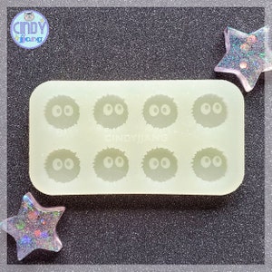 STUD - Anime Dust Monster Stud Earrings / Bits / Flat Cabochon Mold | Shiny Silicone Mold for Resin, Clay, Wax | Food Safe Mold available