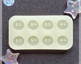 STUD - Anime Dust Monster Stud Earrings / Bits / Flat Cabochon Mold | Shiny Silicone Mold for Resin, Clay, Wax | Food Safe Mold available