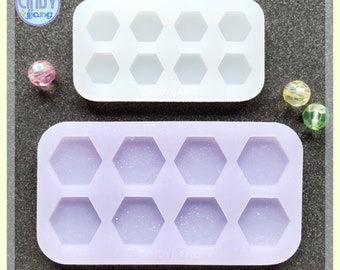 0.5 inch / 0.75 inch - Hexagon Stud Earrings Mold | Shiny Silicone Flat Cabochon Mold for Resin, Clay, Wax, Fondant - Food mold available