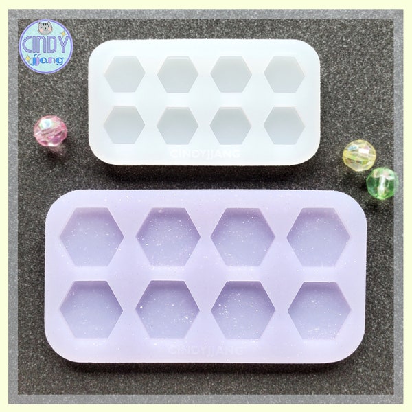 0.5 inch / 0.75 inch - Hexagon Stud Earrings Mold | Shiny Silicone Flat Cabochon Mold for Resin, Clay, Wax, Candy, Fondant, Food making