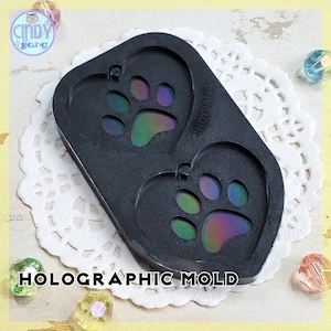 Holographic - Heart Paw - Earrings, Keychains Mold | Layered HOLO Silicone Mold for Resin Craft | for Epoxy, UV Resin