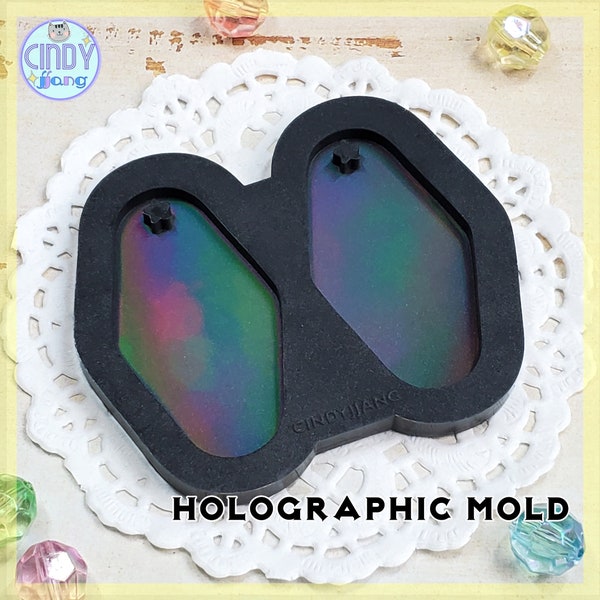 Holographisch - Mini Hotel Schlüsselanhänger - Ohrringe, Anhänger, Charms Mold | HOLO Platin Silikonform für Epoxy, UV Resin Craft