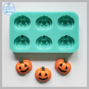 3D MOLD - Pumpkin Face / Jack O Lantern Silicone Mold - For making Resin Cabochons, Wax melts, Miniature, Polymer clay jewelry, etc.