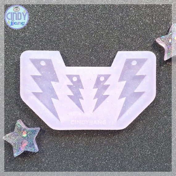 Lightning Bolt - Earrings, Jewelry Mold | 4-Cavity Cute Thunderbolt | Shiny Silicone Mold for Resin Craft | for Epoxy, UV Resin