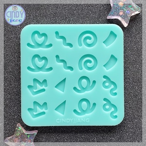 Itty Bitty Shaker Bits #7 • Retro Party Confetti • Flat Mold | Shiny Silicone Mold for Resin | Small Shapes Shaker Inserts / Fillers