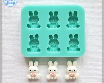 3D MOLD - Bunny Rabbit Silicone Mold - For making Resin Earrings, Cabochons, Wax melts, Polymer clay jewelry, Food making, Chocolate, etc.