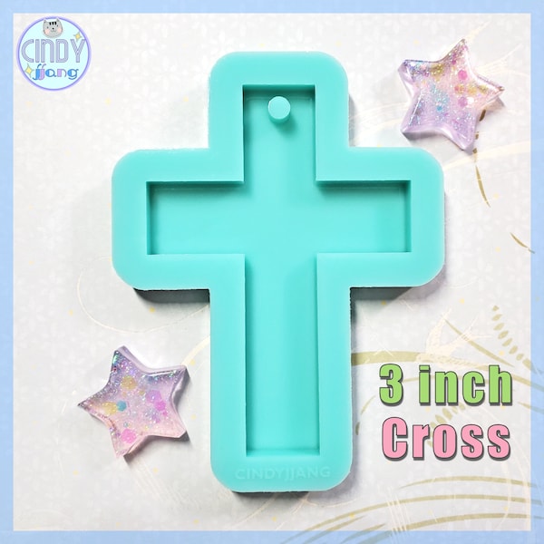 3 Inch tall - Plain Flat Cross - Keychain, Pendant Mold | Shiny Silicone Mold for Resin Craft | for Epoxy, UV Resin