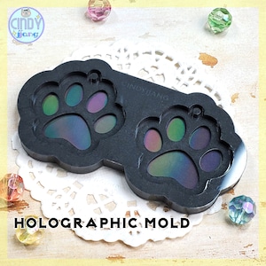 Holographic - Cat / Dog Paw Print - Earrings, Keychains Mold | Layered HOLO Silicone Mold for Resin Craft | for Epoxy, UV Resin