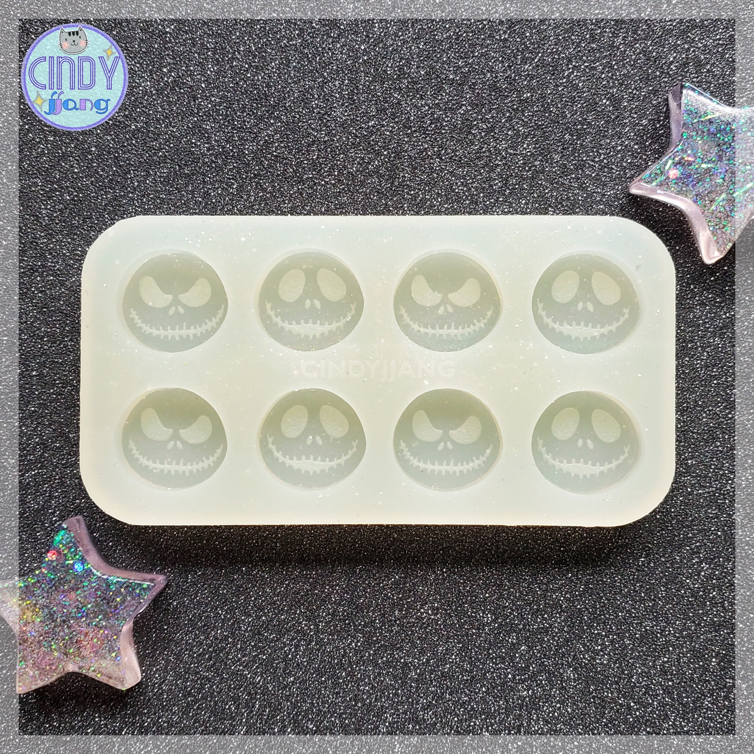 STUD - Jack Skull Face Stud Earrings / Bits / Flat Cabochon Mold | Shiny Silicone Mold for Resin, Clay, Wax melts | Food Safe Mold available