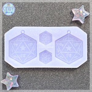 D20 Flat Dice • DnD • Dangly Earrings Jewelry Mold | Shiny Silicone Mold for Epoxy UV Resin, Clay, Wax, Candy, Soap, Chocolate Food making