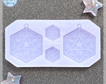 D20 Würfel • D&D • Ohrhänger Schmuckform | Glänzende Silikonform für Epoxid UV Harz, Ton, Wachs, Süßigkeiten, Seife, Schokolade Lebensmittelherstellung