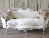 Sale 19th Century Carved Walnut Painted and Upholstered French Sofa