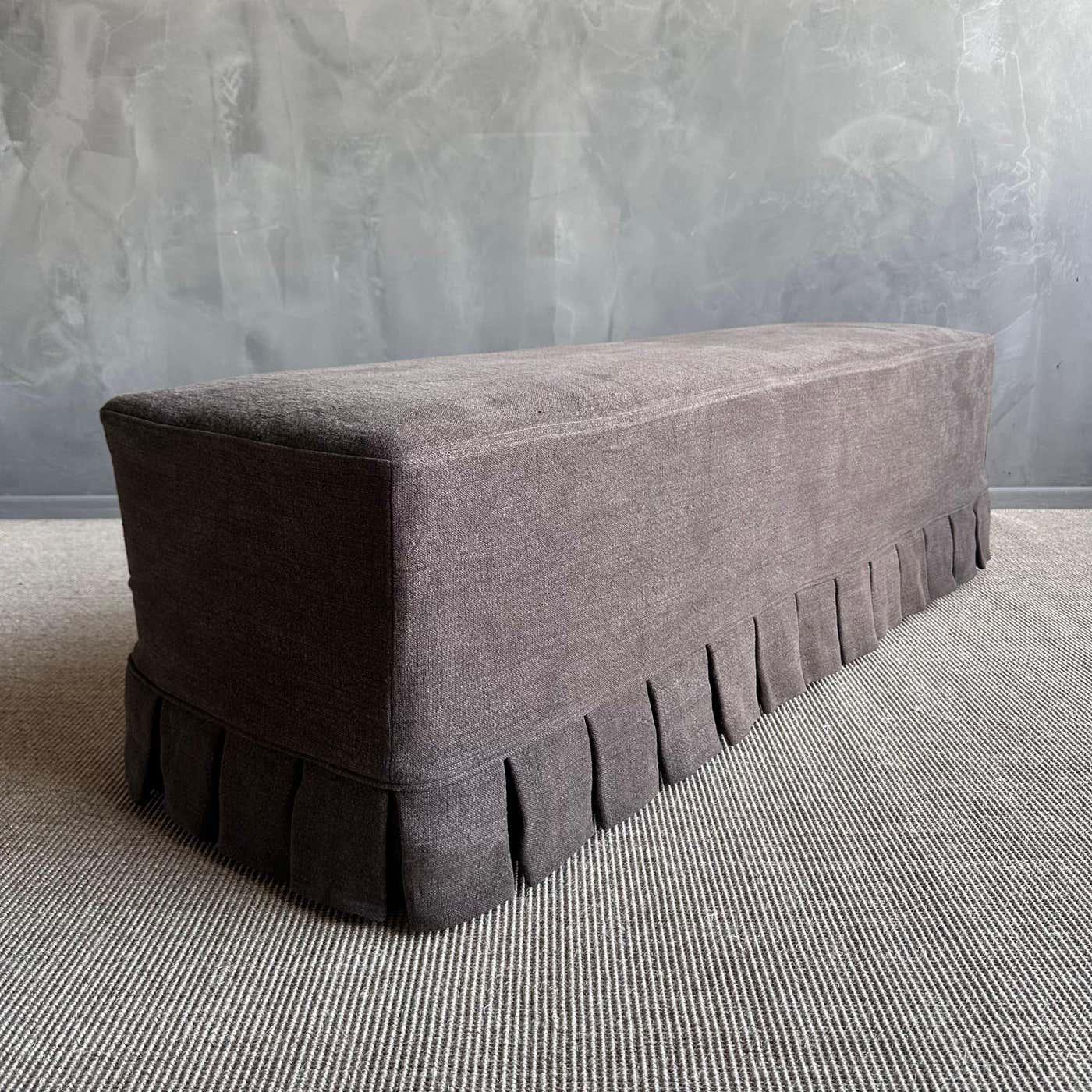 Slip Covered Bench in 100% Pure Linen With Pleated Skirt Detail - Etsy