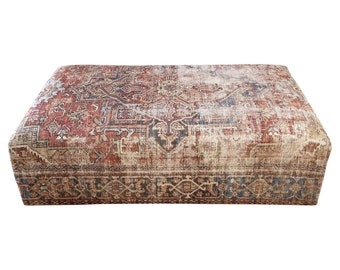 Custom Made Cube Style Rug Cocktail Ottoman