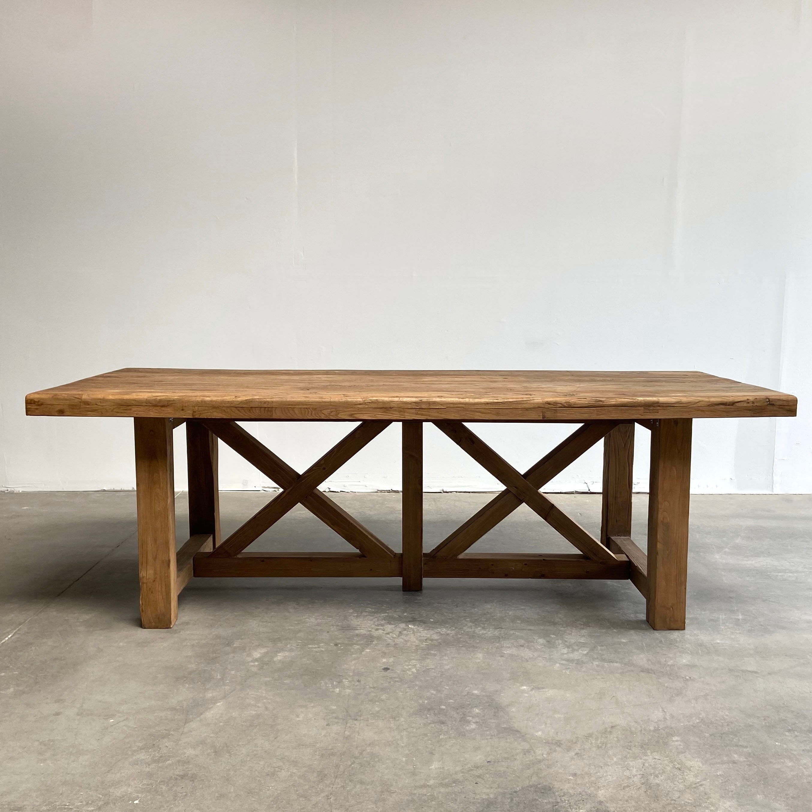 Vintage Reclaimed Elm Wood Dining Table Etsy