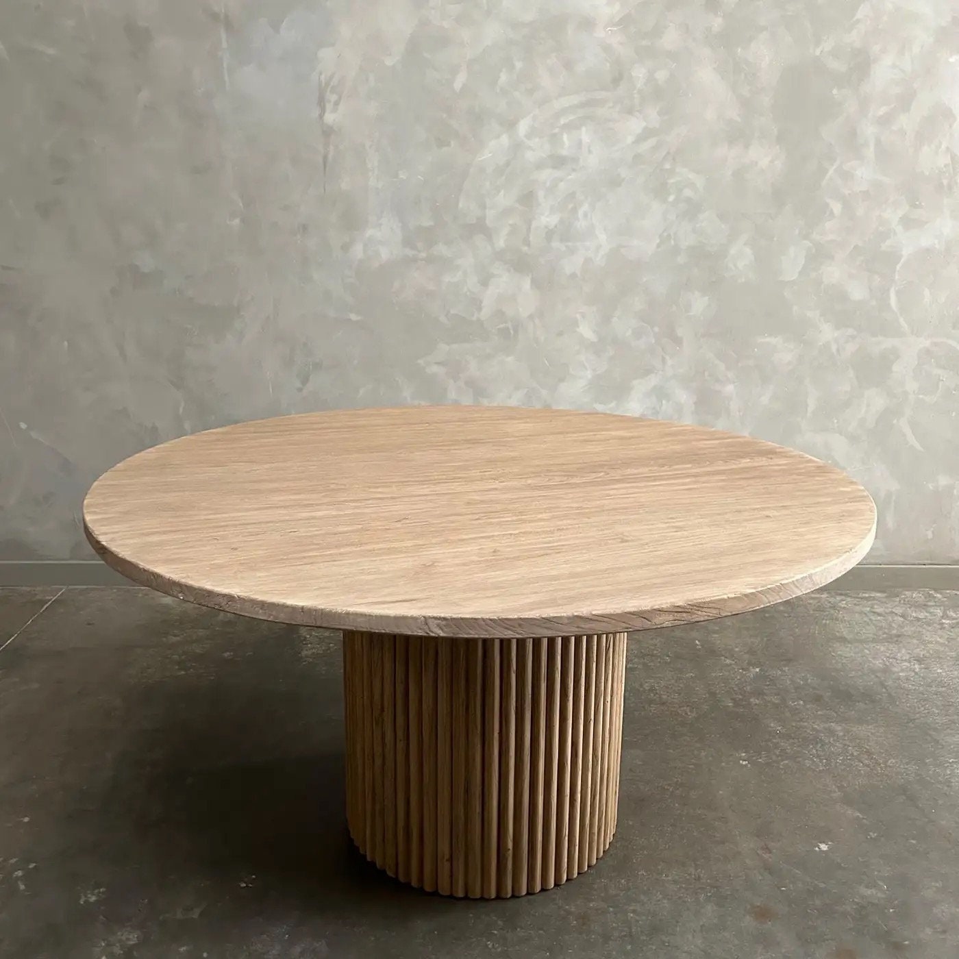 Fluted Rounded Table Custom Made Fluted Base Round Dining Table in Solid Elm Wood - Etsy