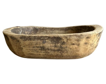 Vintage Wood Trough Decorative Bowl