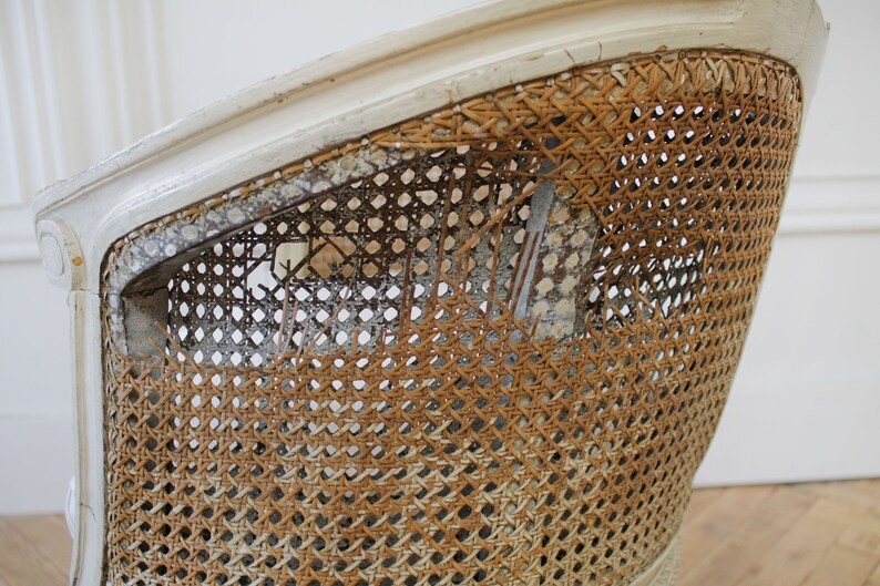 19th Century Painted French Cane Chair with Linen Slip Cover | Etsy