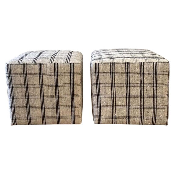 Vintage rug ottoman deals