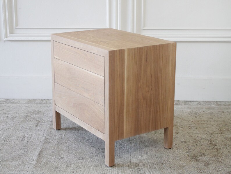 Custom Made White Oak Nightstand With Three Drawers Etsy