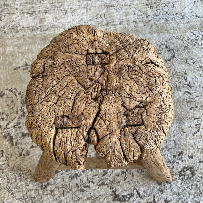 BloomHomeInc Elm Wood Stool - Thumbnail 5