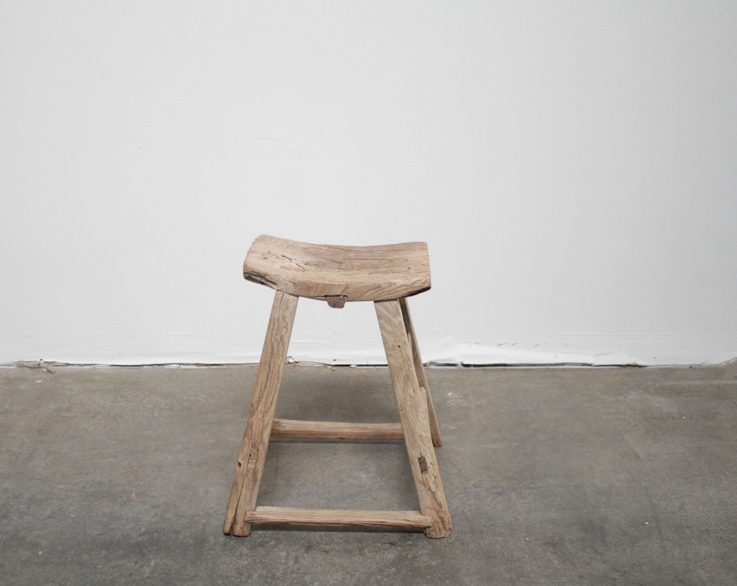 Vintage Elm Wood Curved Seat Stool - Etsy