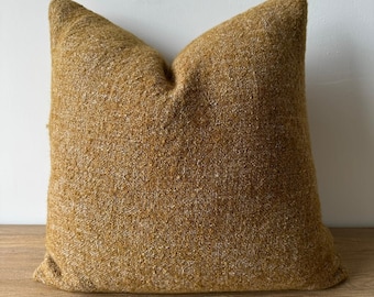 Custom Made Linen and Wool Blend Pillow with Down Feather Insert