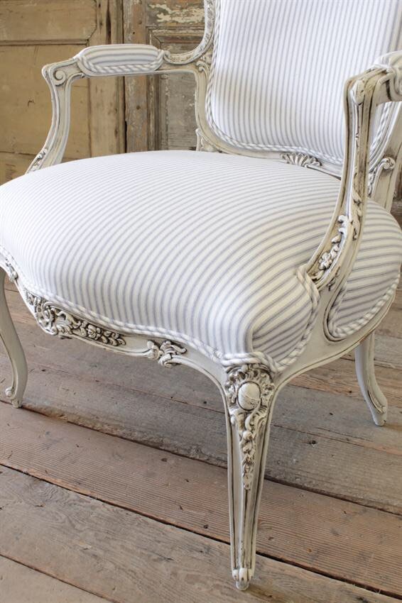 French Arm Chair in Ticking Etsy