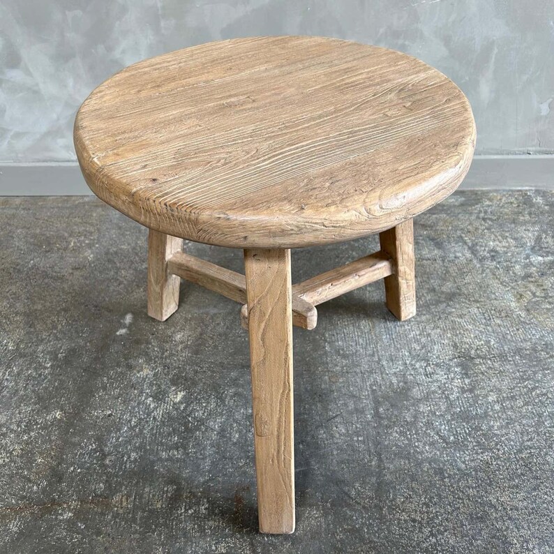 Custom Reclaimed Elm Wood Side Table - Thumbnail 3