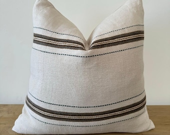 Libeco Home Tinos 100% Linen Stripe Pillow with down insert