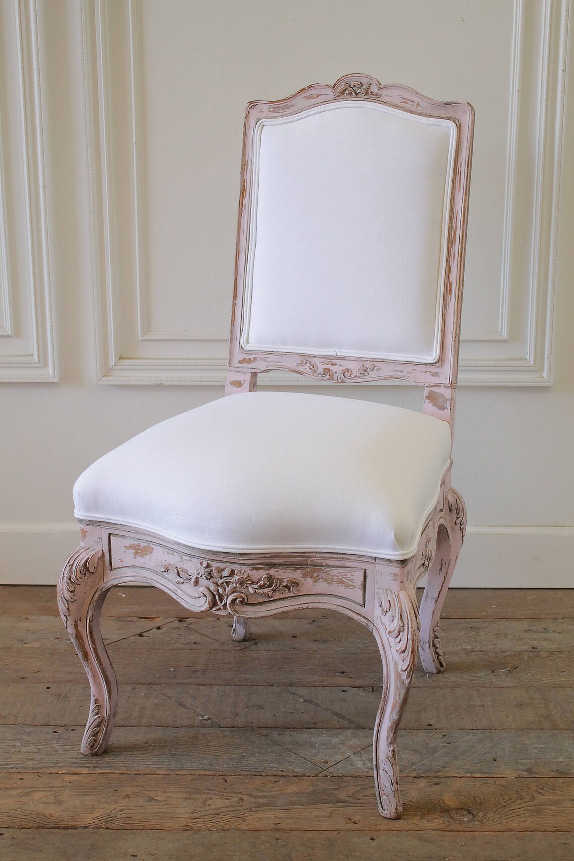 Antique French Vanity Chair Painted in a Pale Pink and White Etsy