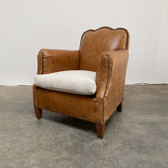 Antique Reproduction French Leather Club Chair - Etsy