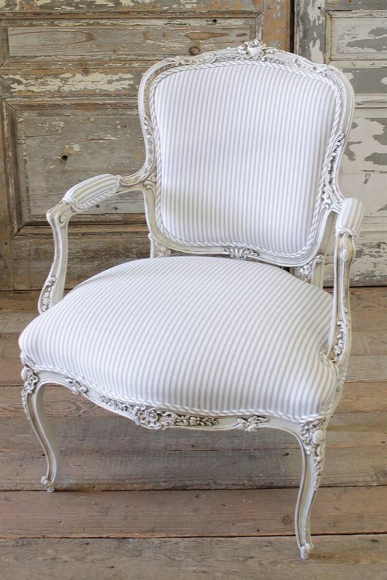 French Arm Chair in Ticking Etsy