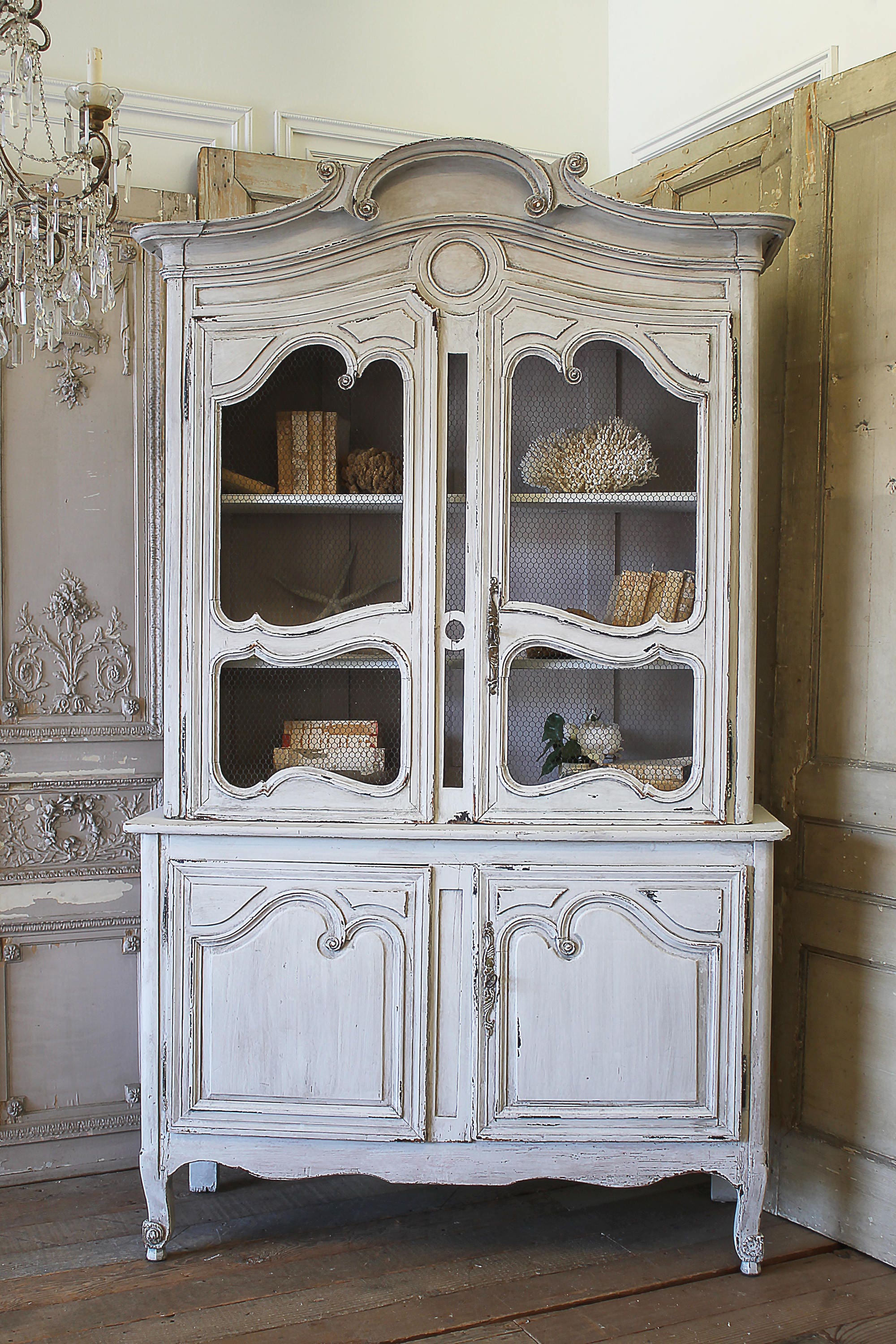 Antique Painted TwoPiece Buffet DeuxCorps Etsy