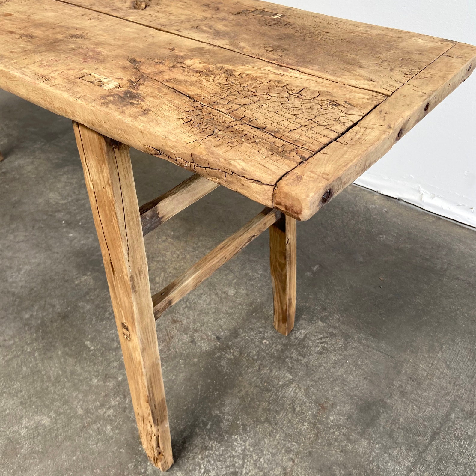 Antique Elm Wood Console Table Etsy