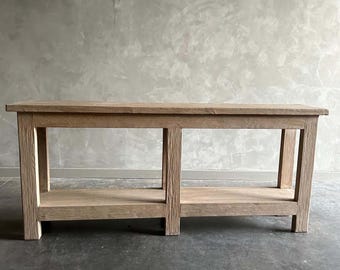 Custom Reclaimed Elm Wood Console Table with Shelf