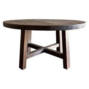 Custom Made Reclaimed Elm Wood Round Dining Table 60&quot;