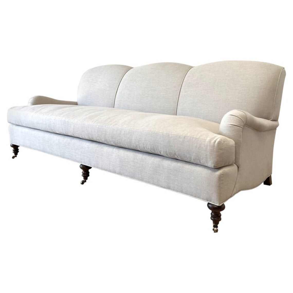 Belgian Linen English Arm Sofa With Down Cushions Etsy