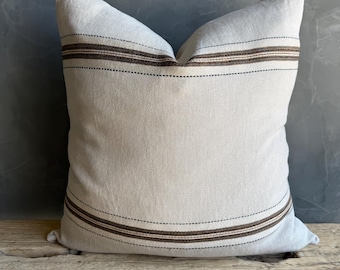 Libeco Home Tinos 100% Linen Stripe Pillow with down insert