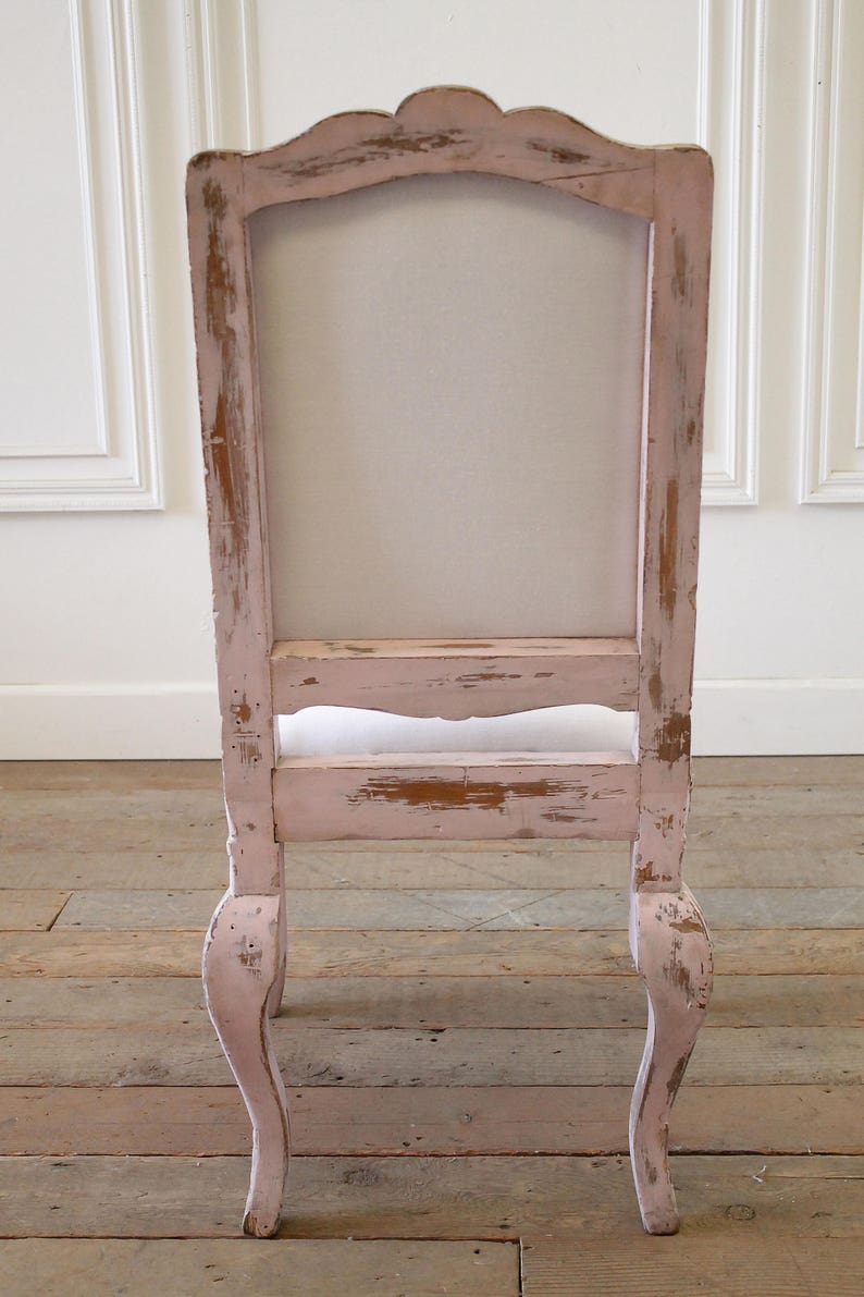 Antique French Vanity Chair Painted in a Pale Pink and White Etsy