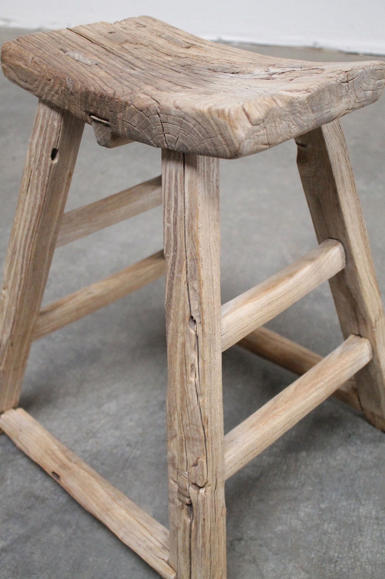 Bloom Home Inc. Elm Wood Stool - Thumbnail 4