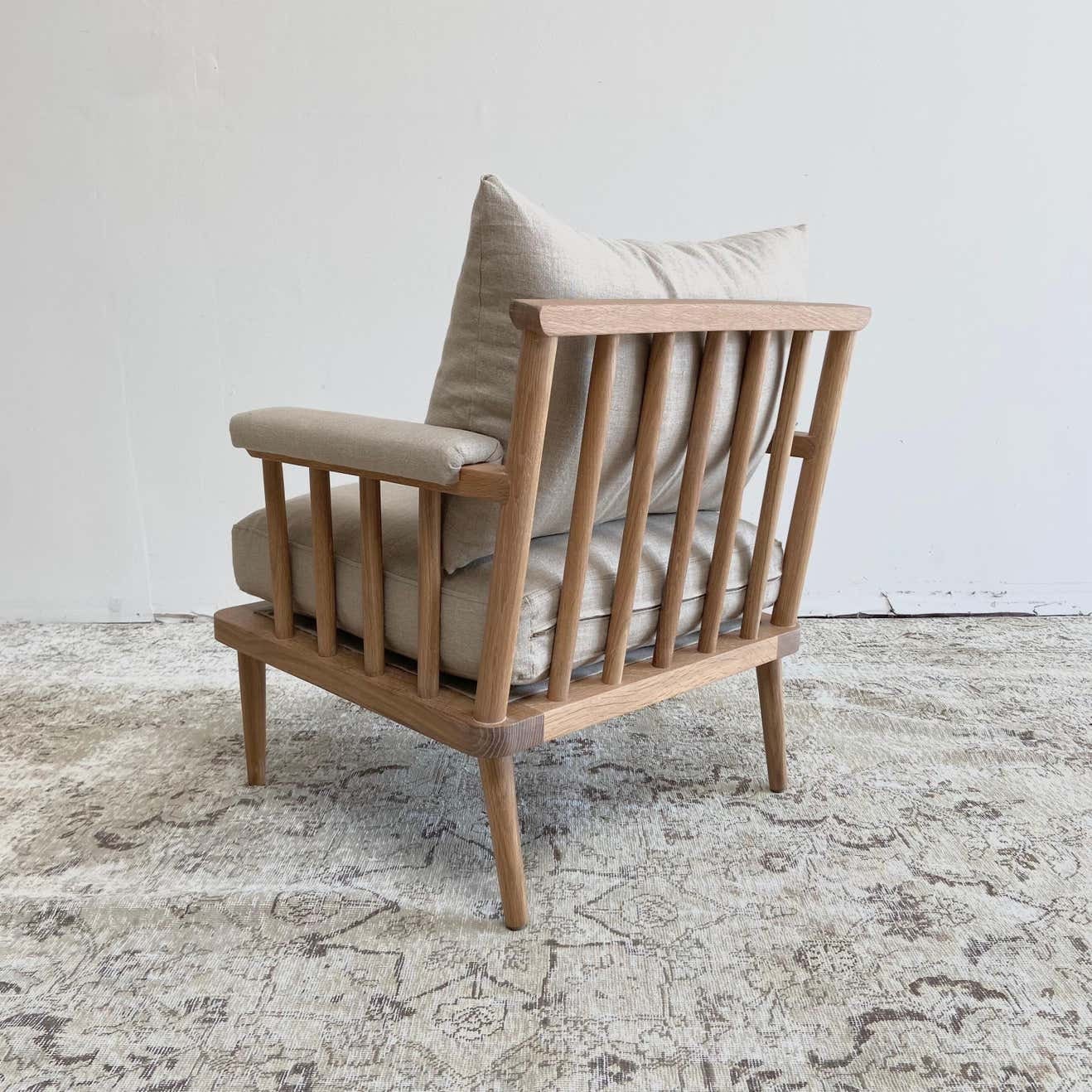 Custom White Oak Accent Chair With Linen Down Cushions Etsy UK