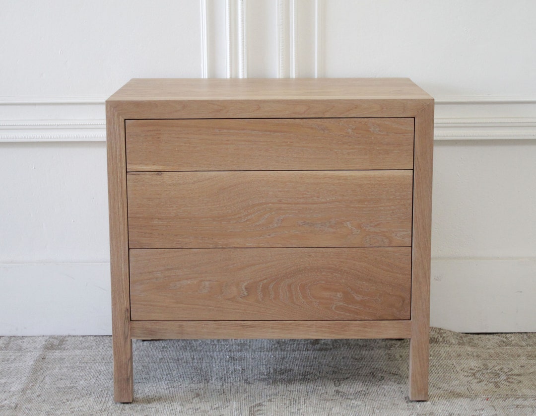 Custom Made White Oak Nightstand With Three Drawers Etsy