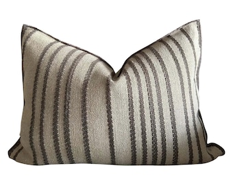 Custom French Linen Embroidered Double Sided Pillow with Insert